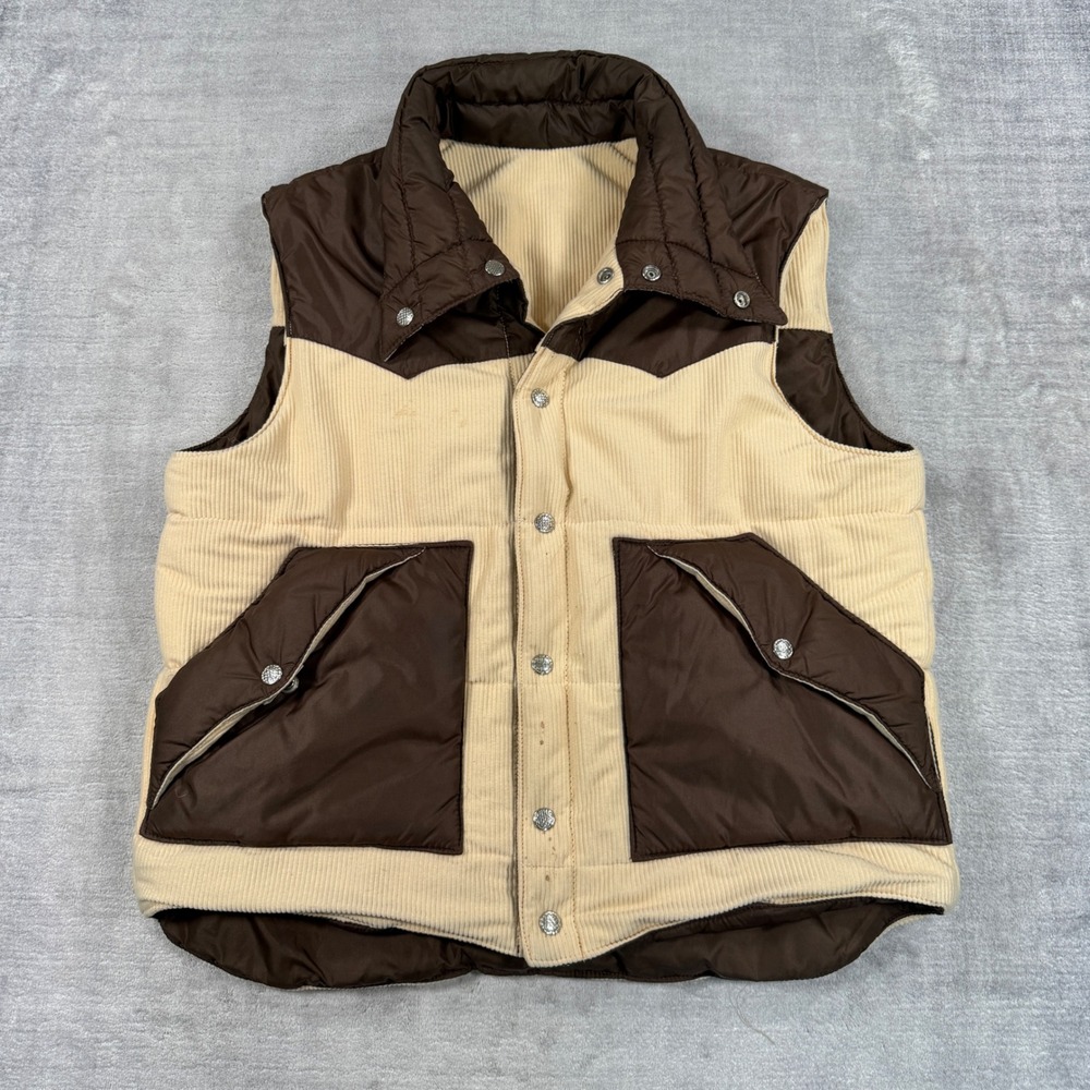 Vintage Pioneer Sportswear Vest Mens L44-46 Brown Corduroy Western Reversible